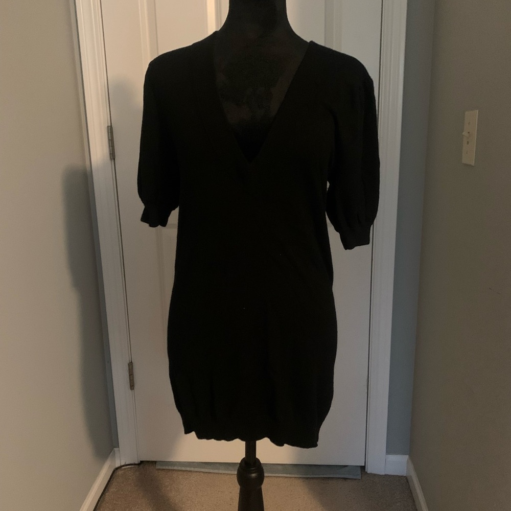 Express Black V-Neck Short Sleeve Knit Dress